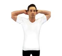 Apixt Sweatproof Undershirt for Men with Underarm Sweat Pads | Sweat Defense Undershirt | Crew Neck, Slim Fit (Small) White, White, S