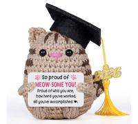 Apjielop Graduation Gifts for Her Him, Handmade Positive Cat Doll Crochet with Card, Nursery, High School, University, Masters, or PHD Graduation Gifts for Daughter Son Boys Girls Sister Best Friends