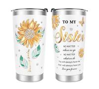 Apjielop Sister Birthday Gifts, Gifts for Sister, Pamper Gift for Women, Graduation Christmas Thanksgiving Day and New Year Presents for Her, Sunflower Insulated Stainless Steel Tumbler 20 Oz