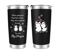 Apjielop Wedding Anniversary Tumbler Gifts, Penguin Gifts for Him Her, Couple Presents Valentines Birthday Wedding, Romantic I Love You Presents for Girlfriend Boyfriend Wife Husband, 20oz Tumbler