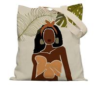 APJYM Boho African Woman Art Canvas Tote Bag Aesthetic, African American Gifts for Black Women, Black Girl Magic Gifts, Reusable Grocery Bags