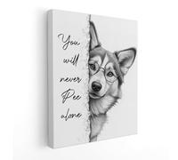 APJYM Husky Dog Wall Art, You Will Never Pee Alone - Funny Husky Bathroom Decor, 11x14 Inch Framed