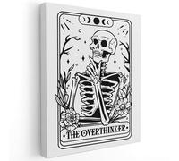 APJYM The Overthinker Tarot Card Wall Decor, Gothic Goth Skull Canvas Wall Art, Tarot Decor, Gothic Home Decor, Witchy Room Wall Decor, Witch Stuff, 11x14 Inches Framed