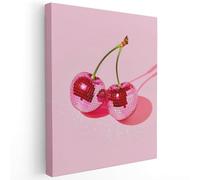 APJYM Trendy Hot Pink Disco Ball Cherry Wall Art, Preppy Room Decor, Y2K Room Decor, Funky Y2K Aesthetic Wall Art for Girls Bedroom Dorm Apartment, 11x14 Inches Frame