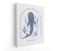 APJYM Whale Shark Christian Wall Decor, When You Go Through Deep Waters Bible Verse isaiah 43 2 Wall Art for christian home room decor, Whale Shark Gifts, 11x14 Inch Framed