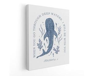 APJYM Whale Shark Christian Wall Decor, When You Go Through Deep Waters Bible Verse isaiah 43 2 Wall Art for christian home room decor, Whale Shark Gifts, 11x14 Inch Framed