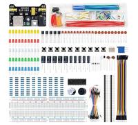 APKLVSR Electronic Starter Kit Breadboard Set Compatible with Arduino, Including Breadboard Wire Bridges Jumper Wire Set, LED Diodes, PCB Board, for Beginners