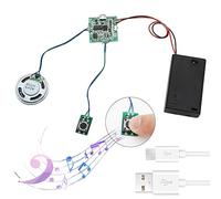 APKLVSR MP3 Sound Chip Module, 8M MP3 Recordable PCB Sound Module, USB Downloadable Sound Module for Crafts, MP3 Sound Chip Module Programmable, with AA Battery Box + USB Cable for DIY