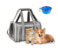 APKOL Cat Dog Transport Bag, 7 kg, Foldable Transport Box, Medium Cat Dogs, 45 x 30 x 30 cm, Cat Transport Box, Small Dog Transport Box, Grey, L