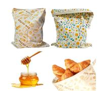 APKOL Pack of 2 Beeswax Bread Bags, Reusable, 33 x 42 cm, Extra Large, for Keeping Bread Baked Goods, Completely Natural Beeswax Preservation