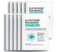 APLB Glutathione Niacinamide Sheet Mask, 10 Pack, Niac CEN™ Lipo, 13.7% 0.85 FL.OZ/Korean Skin Care, Deep Hydration & Soothing, Sensitive Skin, Improves Skin Elasticity