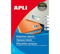APLI 011709 Pack of 20 Opaque Corners Labels 210 x 297 mm White