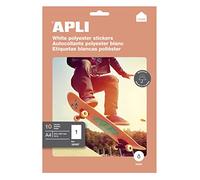 APLI 015187 - 10 Sheets of Polyester Labels - Weatherproof Labels - 210 x 297 mm - Compatible with Ink Jet Printers - Straight Corners