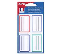 APLI 101096 School Labels 36 x 56 mm Ruled with Rounded Corners Pack of 24 Blue/Red/Green