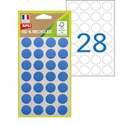 APLI 101783, 100% Recycled Coloured dots, 168 dots, Diameter 15 mm, Colour: Blue.