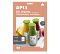 Apli 119486 80 Adhesive Bottle Labels 80 x 120 mm White for Laser/Copier/Inkjet Printing