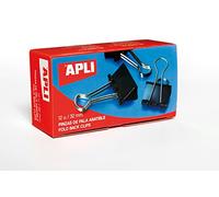 Apli 11950 Black Foldback Clips 32mm (Pack of 12)