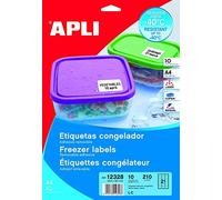 APLI 12328 - White Adhesive Labels, Size 63.5 x 38.1 mm Special for Frozen in Box with 10 Sheets