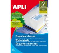APLI 1243 White Printable Labels 210.0 x 148.0 cm Permanent Adhesive 200 Sheets A5