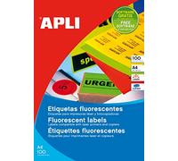 APLI 12986 - Permanent Fluorescent Orange Labels 99.1 x 67.7 mm 100 Sheets