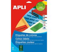 APLI 1592 Permanent Blue Labels 70 x 37 mm 20 Sheets