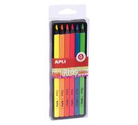 APLI 18060 - Jumbo Fluo Pencils Assorted Colours Box 6 U, Fluor