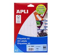 APLI 1862 - A5 White Labels 13x40mm 15 Sheets