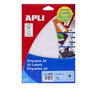 APLI 1881 - A5 White Labels 49 x 100 mm 15 Sheets