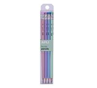 APLI 18824 - Pack of 8 Graphite HB Pencils with Rubber Top - Pastel Colours