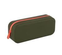 APLI 19914 - Two-Tone Silicone School Pencil case Khaki and Orange, Waterproof, Modern and Versatile Rectangular Design, Neon Collection, Size 75x185x55mm