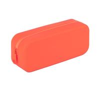 APLI 19916 - Orange Silicone School Pencil Case, Waterproof, Modern and Versatile Rectangular Design, Neon Collection, Size 75x185x55mm