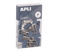 APLI 19983-19mm Tempered Steel Folding Tongs - Pack of 15 in Blue - Vibrant Design, Creative Organization - Upnorth Desk Accessories