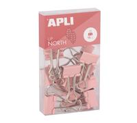 APLI 19984-19 mm Tempered Steel Folding Tongs - Pack of 15 in Pink - Modern Style, Organization with Elegance - Upnorth Desk Accessories