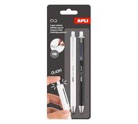 APLI 20064 - Pack of 2 Infinite Grey HB Retractable Pencils with Black and White Bodies