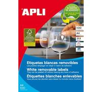 APLI 3060 - Removable White Labels 210 x 297 mm 100 Sheets, White
