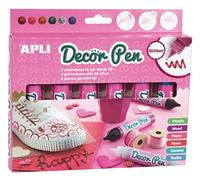 APLI 3D Decorpen Marker Pens, Glitter Finish, 6 Units