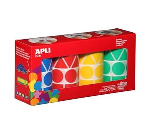 Apli 946022 - Geometric Stickers roll 4 Units, Blue/Green/Yellow/red