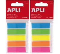 APLI Adhesive Index Film Fluorescent Colours Film, Assorted, Neon 45 x 12 mm (Pack of 2)