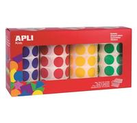 APLI Kids 13793 Coloured Stickers (Yellow, Blue, Red, Green) 20 mm Rolls for Fine Motor Skills, Children's Learning and Crafts