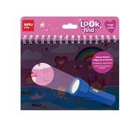APLI Kids 19205 - Block Seek and Find Enchanted World, Observation Game on the theme of a fairy world. Spiral block of illustrated leaves with a magic paper lamp. Ideal for travel.