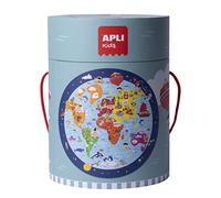 APLI Kids Circular 48-Piece Educational Jigsaw for Children, World Map