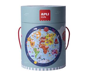 APLI Kids Circular 48-Piece Educational Jigsaw for Children, World Map