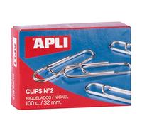 APLI Paper - Box Clips Nickel-Plated N2 32 mm Pack of 100