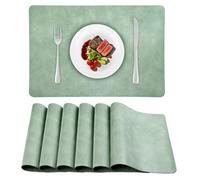 APLKER Faux Leather Placemats 16.9×11.8 Inch Washable Table Mats Set of 6