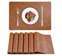 APLKER Faux Leather Placemats 16.9×11.8 Inch Washable Table Mats Set of 6