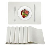 APLKER Faux Leather Placemats 16.9×11.8 Inch Washable Table Mats Set of 6