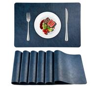 APLKER Faux Leather Placemats 16.9×11.8 Inch Washable Table Mats Set of 6