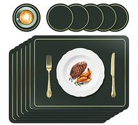 APLKER Faux Leather Placemats and Coaster Sets 6 Washable Table Mats 17×12"