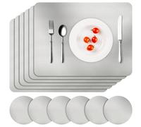 APLKER Placemats and Coasters Set of 6 (Silver)