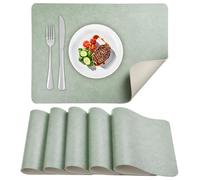 APLKER PU Leather Placemats 17×12" Washable Dual Sided Table Mats Set of 6